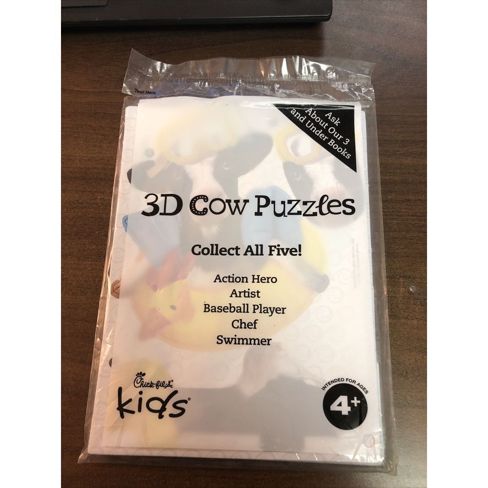 Chick-Fil-A Kids Meal Toy -‎ 3D Cow Puzzle - Artist  - 2018 Restaurant Fast Food